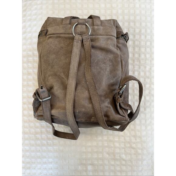 Vintage FRYE Light Brown Khaki Leather Backpack Silver Purse Boho Travel Classic main image 12